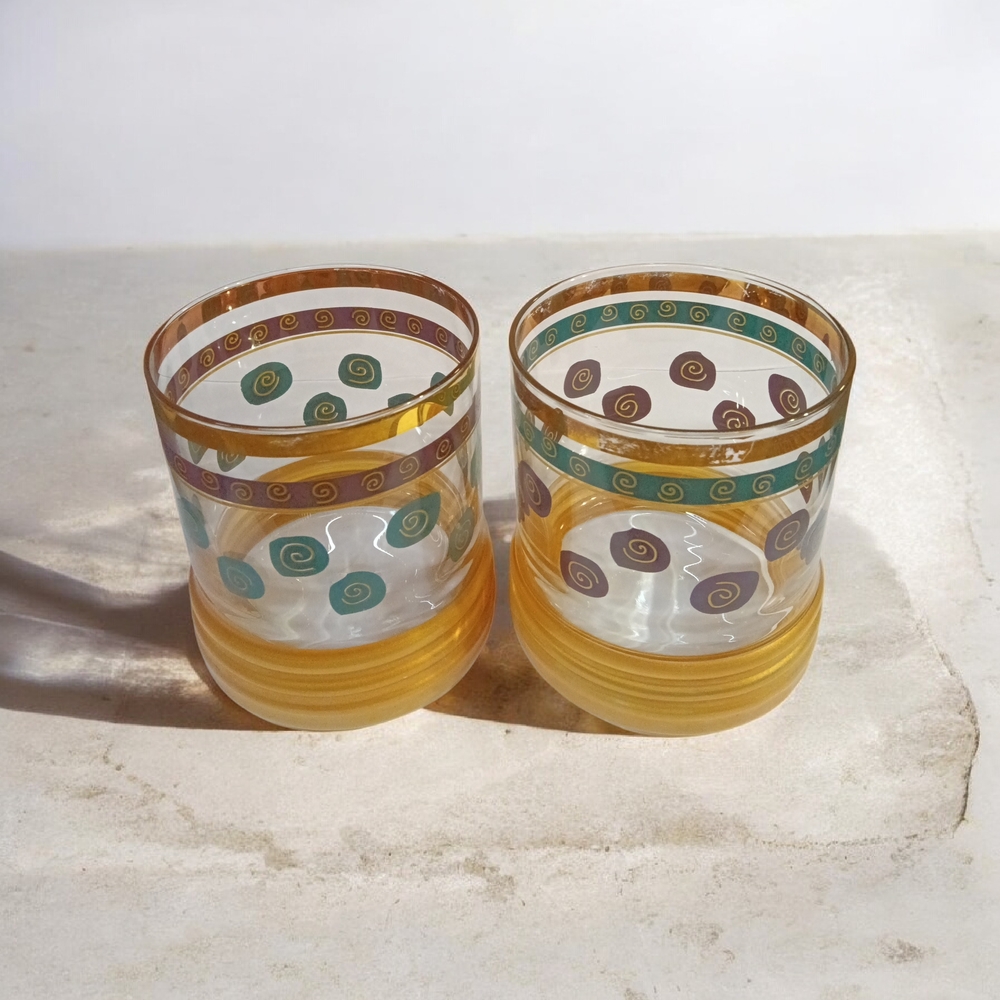 2 Vintage Sakura Sango On The Rocks Glasses 3"T